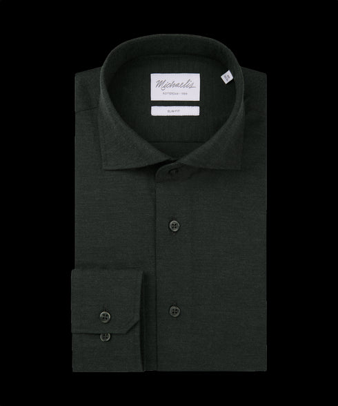 Antraciet geweven overhemd met zwarte knopen